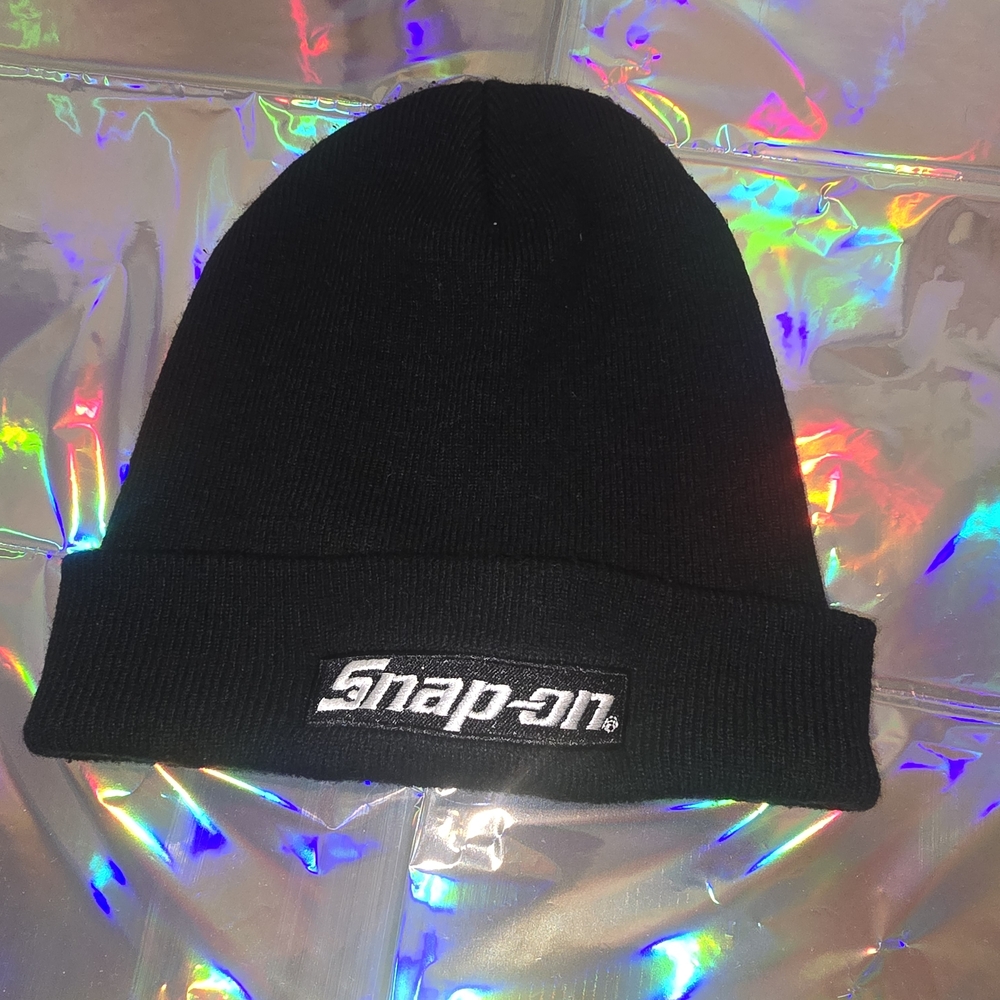 Snap Black Knit Hat